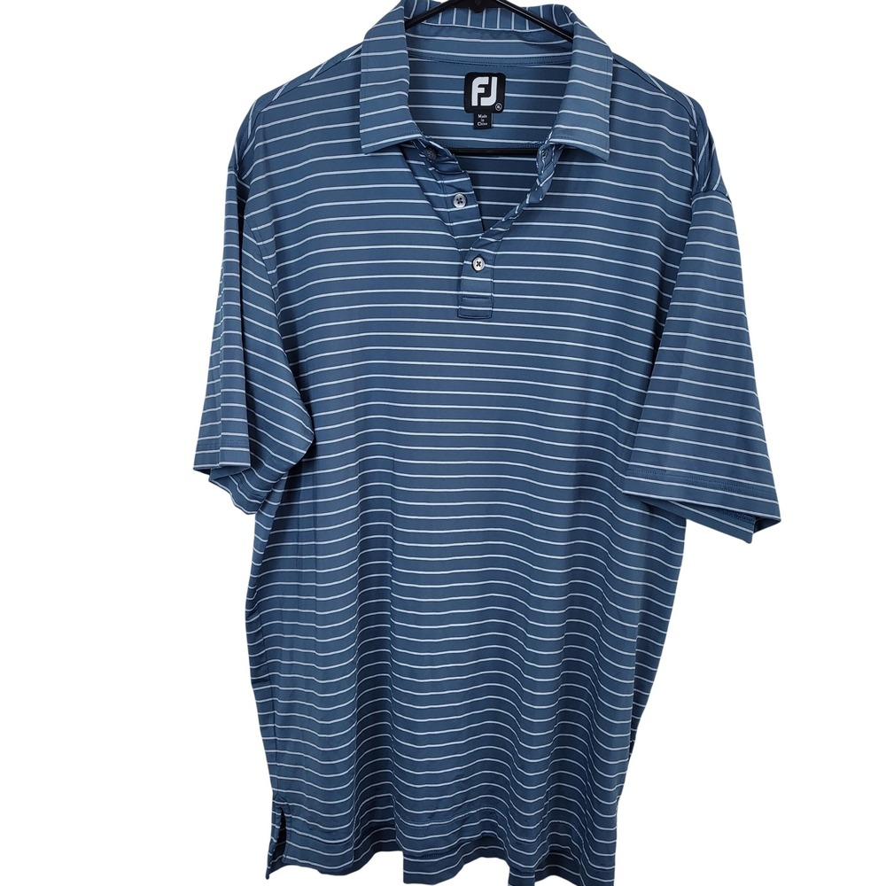 FootJoy  XL Blue White Striped‎ ProDry Performance Golf Polo Shirt Short Sleeve